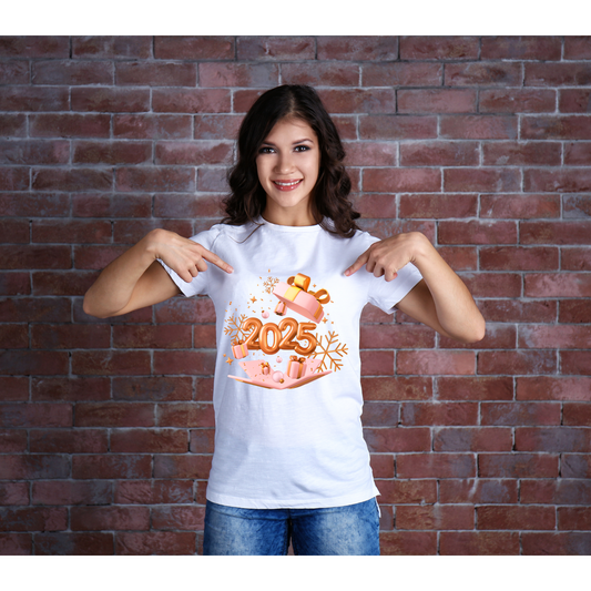 Rose Gold 2025 Celebration T-Shirt – Festive New Year’s Graphic Tee